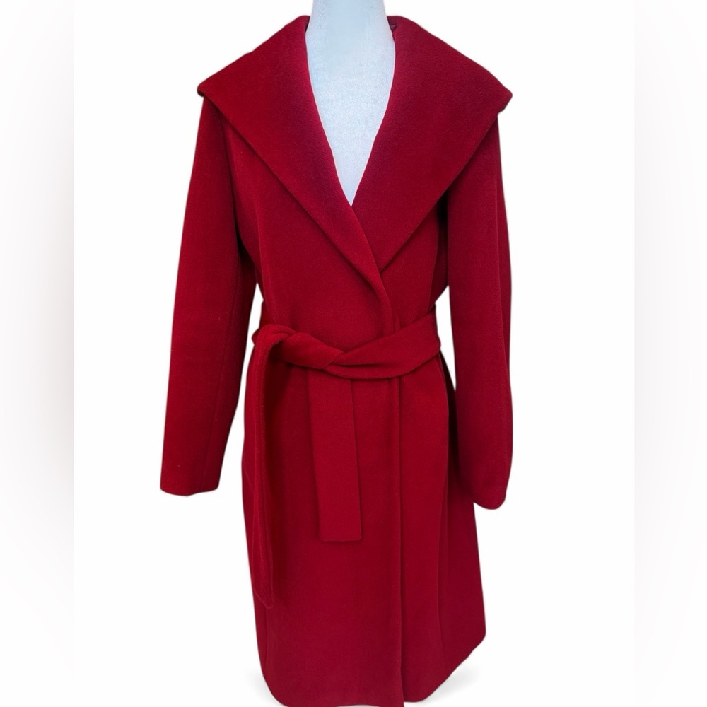 Calvin Klein Wool/Angora Blend Long Belted Maxi Wrap Coat Size 4